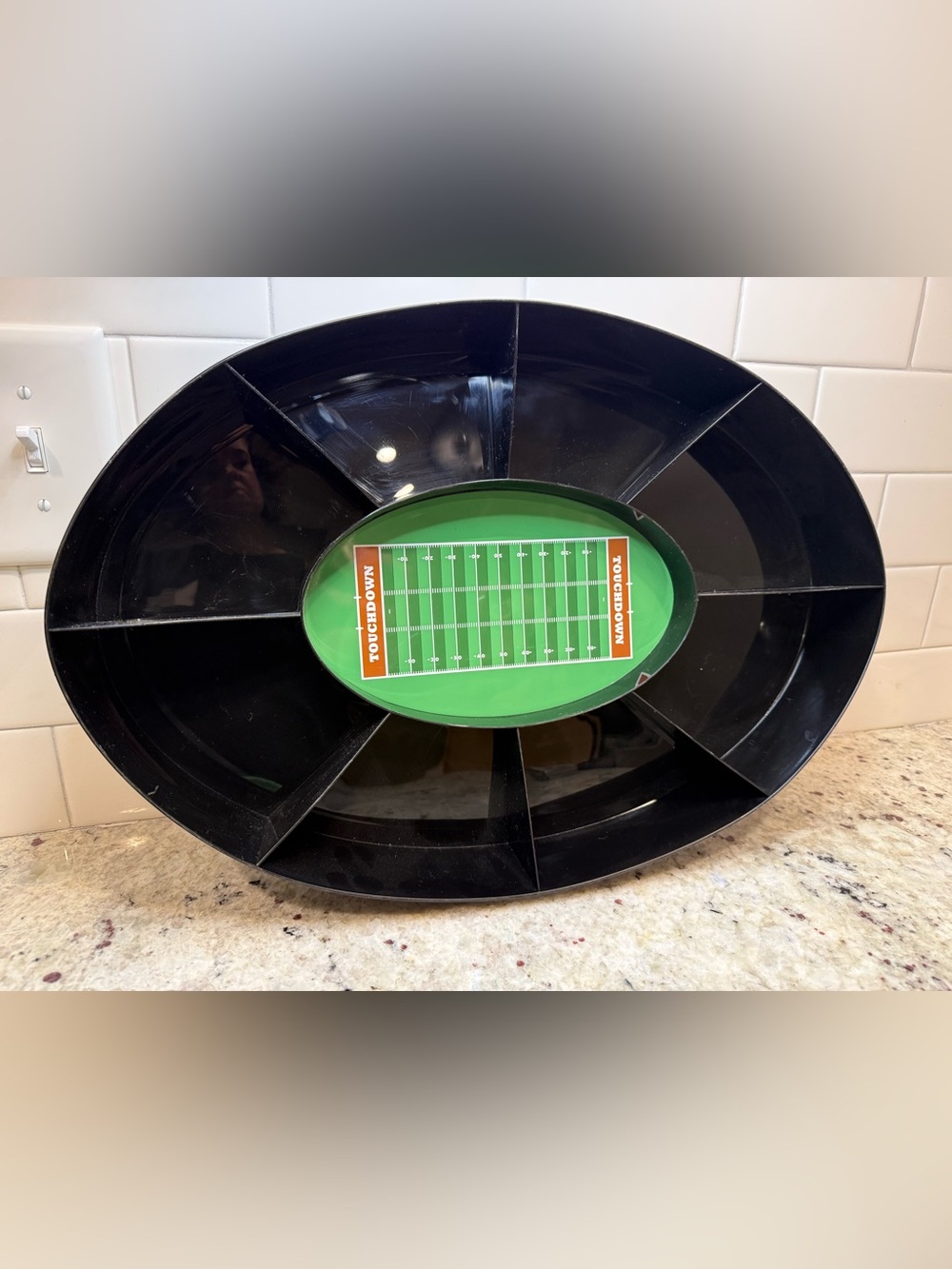*3/$15 - Black Football Field Snack Tray - Touchdown Design